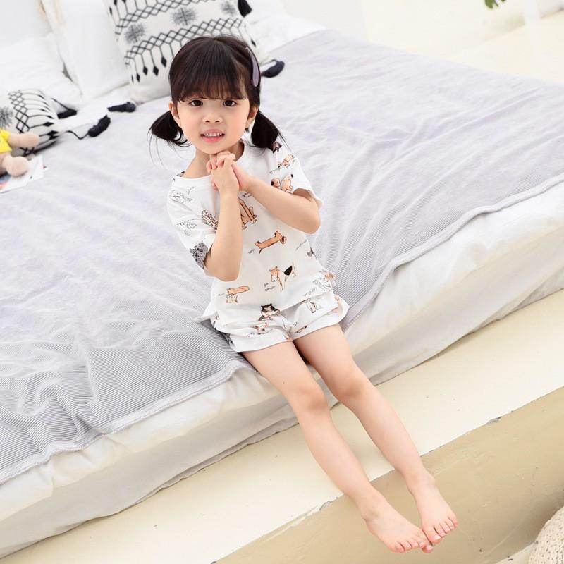 パジャマ キッズ 上下セット ルームウェア 女の子 子供用 半袖 ショートパンツ 犬 イヌ イラスト 丸首 夏 可愛い ホワイト プラスナオ Paypayモール店 通販 Paypayモール