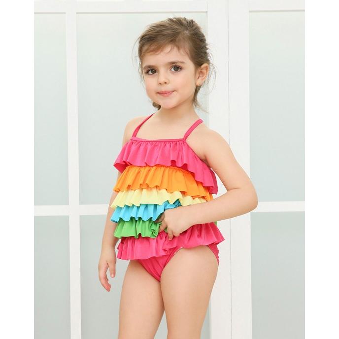 子供用水着 ワンピース水着 たっぷりフリル キッズ 女の子 女子 スクール水着 スイムウェア カラフル かわいい 海水浴 プール 水遊び ビーチ リゾ プラスナオ Paypayモール店 通販 Paypayモール