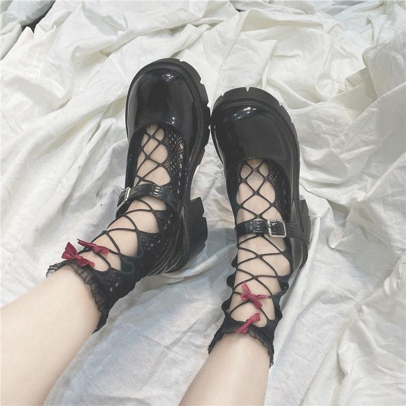 plusnao（プラスナオ） ハイソックス 編み上げ レースアップ レース 網