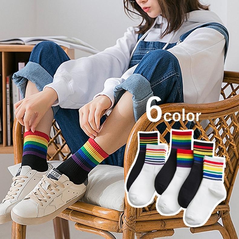 Pretty オーバーニ6足 クルー丈 ソックス 1足セット Pretty オーバーニ6足 クルー丈 ソックス 1足セット