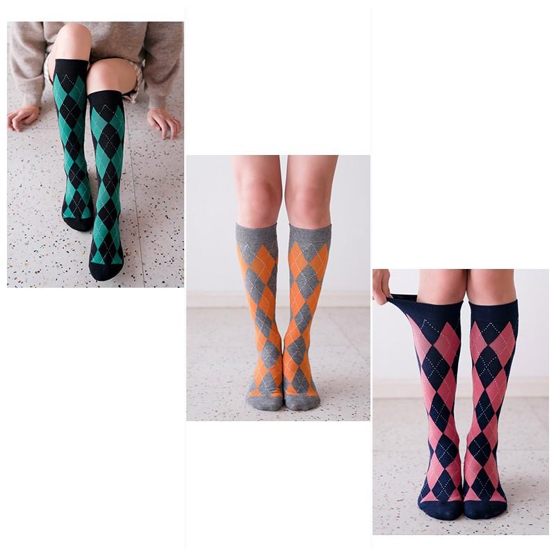 plusnao（プラスナオ） 靴下 ソックス ハイソックス ひし形 アーガイル