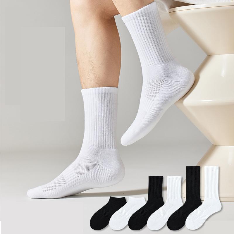 ソックス 黒白 1足 L 靴下 メンズ 男性用 単品 1足 クルーソックス ショートソックス