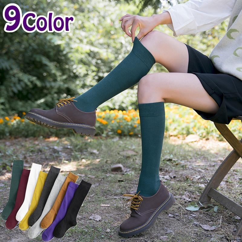 靴下 ハイソックス レディース 無地 シンプル カジュアル 通勤 通学 オフィス 普段使い デイリー カラバリ豊富 ファッション小物 女性用 婦人用 Sox プラスナオyahoo 店 通販 Yahoo ショッピング