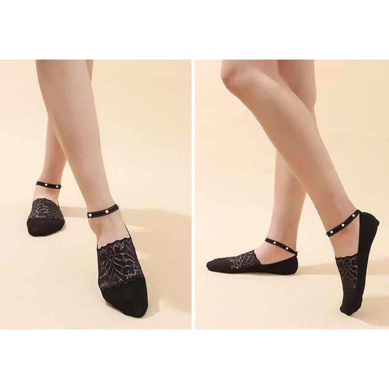 plusnao フットカバー レディース 浅履き靴下 カバーソックス 花柄