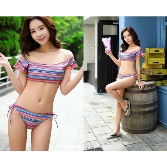 水着 オフショルビキニ タイサイドビキニ 上下2点セット セットアップ