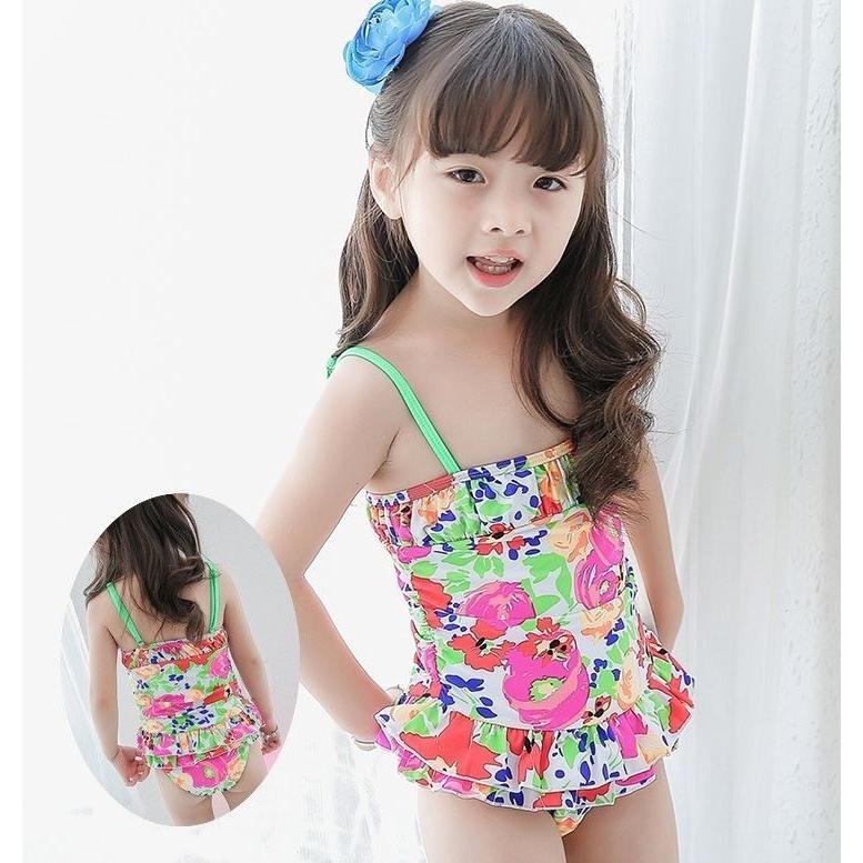 子供用水着 女の子用 ワンピースタイプ キッズ ベビー 花柄 フラワー こども用 女児 女の子 小学生 幼児 水着 フリル付き カラフル 可愛い かわ プラスナオ Paypayモール店 通販 Paypayモール