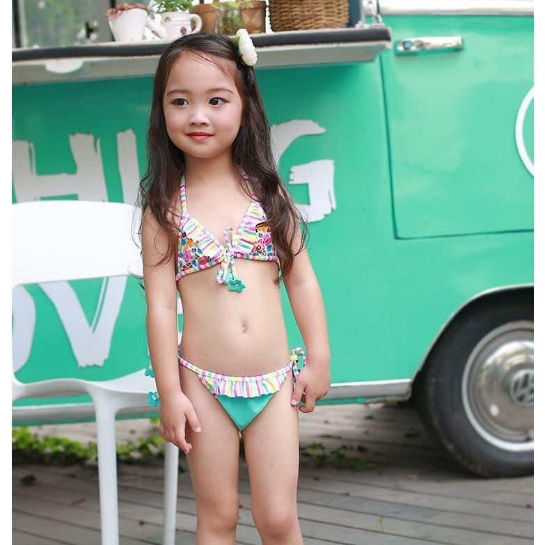 水着 セパレート 上下セット 女の子 ガール 子供 キッズ ビキニ 紐 ホルターネック カラフル 花 フラワー 可愛い おしゃれ スイムウェア フリル プラスナオ Paypayモール店 通販 Paypayモール