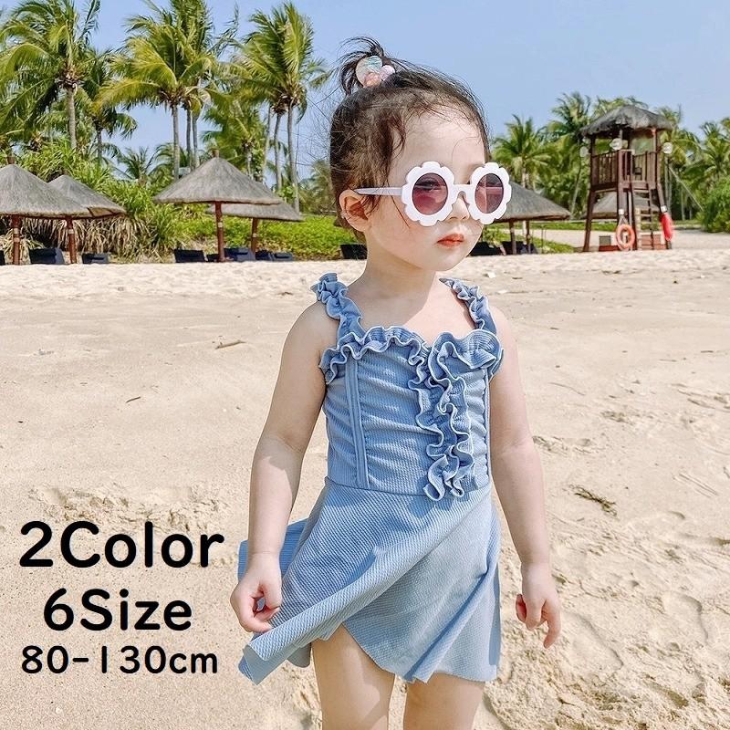 水着 キッズ 女の子 子供用 女児 ガール ワンピース スイムウェア プール 水遊び フリル おしゃれ 可愛い ピンク ブルー プラスナオ Paypayモール店 通販 Paypayモール