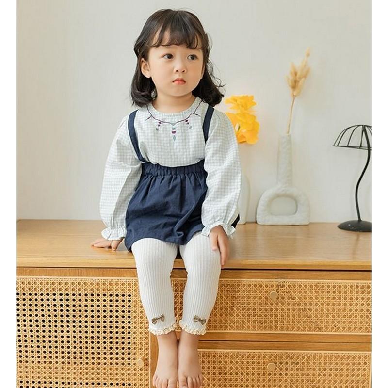 familiar リボンスパッツ　9分丈 レギンス スパッツ キッズ 女の子 9分丈 ライン スポーツ 子供