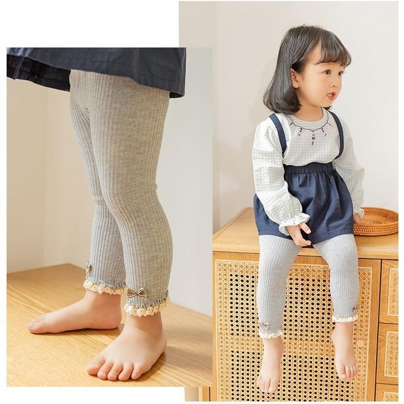 plusnao レギンス 子供服 ベビー キッズ 女の子 スパッツ 9分丈 レース