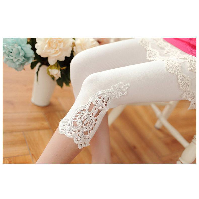 美品白黒花柄ハイウエストレギンス plusnao レギンス スパッツ 7分丈 レディース 花柄レース ハイ