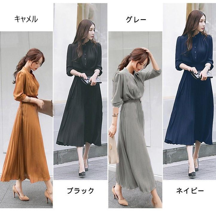 plusnao（プラスナオ） ワンピース ロング丈 シャツワンピ プリーツ