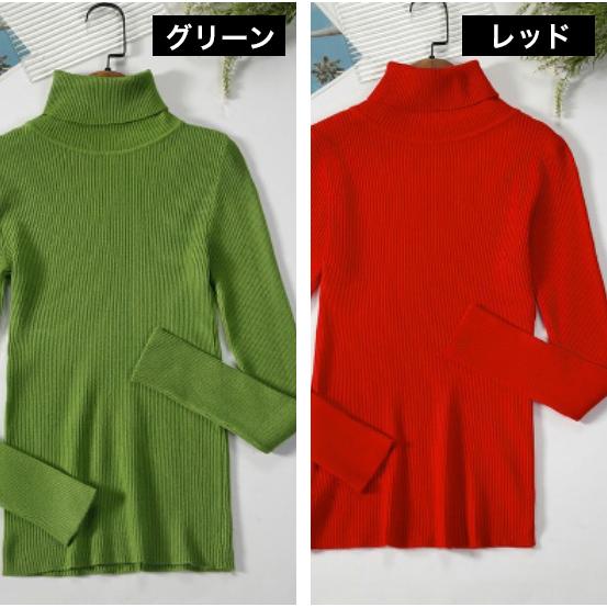 ニット セーター 長袖 リブ タートルネック レディース 女性 トップス プルオーバー ハイネック スリム 伸縮 無地 シンプル 着回し 定番 ベーシ | plusnao | 15