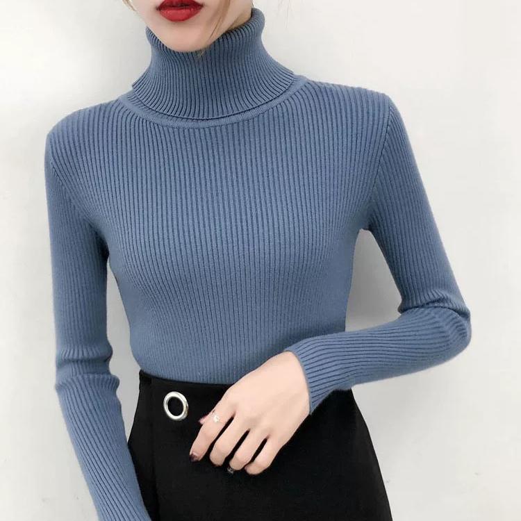 ニット セーター 長袖 リブ タートルネック レディース 女性 トップス プルオーバー ハイネック スリム 伸縮 無地 シンプル 着回し 定番 ベーシ | plusnao | 01