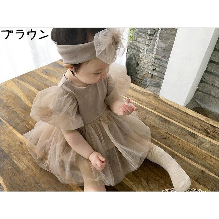 ワンピース ヘアバンド付き 子供服 ベビー キッズ 女の子 股下スナップ 