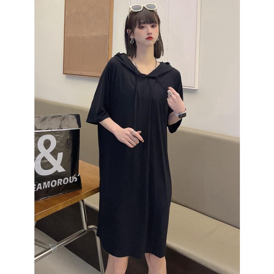 ワンピース レディース 女性用 婦人服 パーカーワンピース 半袖 5分袖