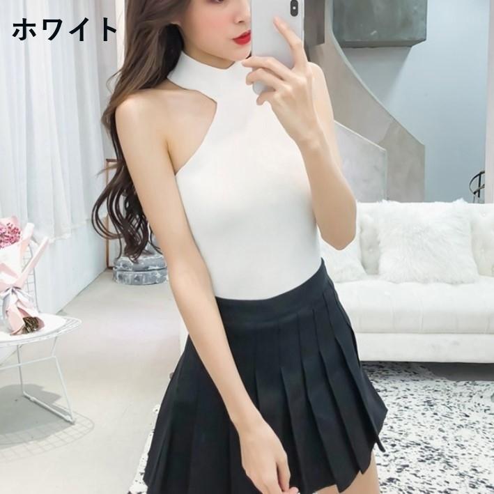 美品❣️PORSHA /黒/シンプルニット/薄手 /着回し plusnao ニット ノースリーブ チョーカーネック トップス レディース