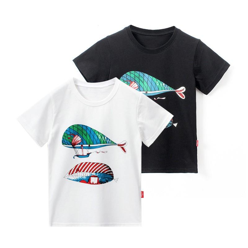 Tシャツ ラウンドネック 半袖 子供服 子供 キッズ 男の子 女の子 プリント イラスト 魚 夏服 かわいい 普段着 デイリー ファッション おしゃれ プラスナオ Paypayモール店 通販 Paypayモール