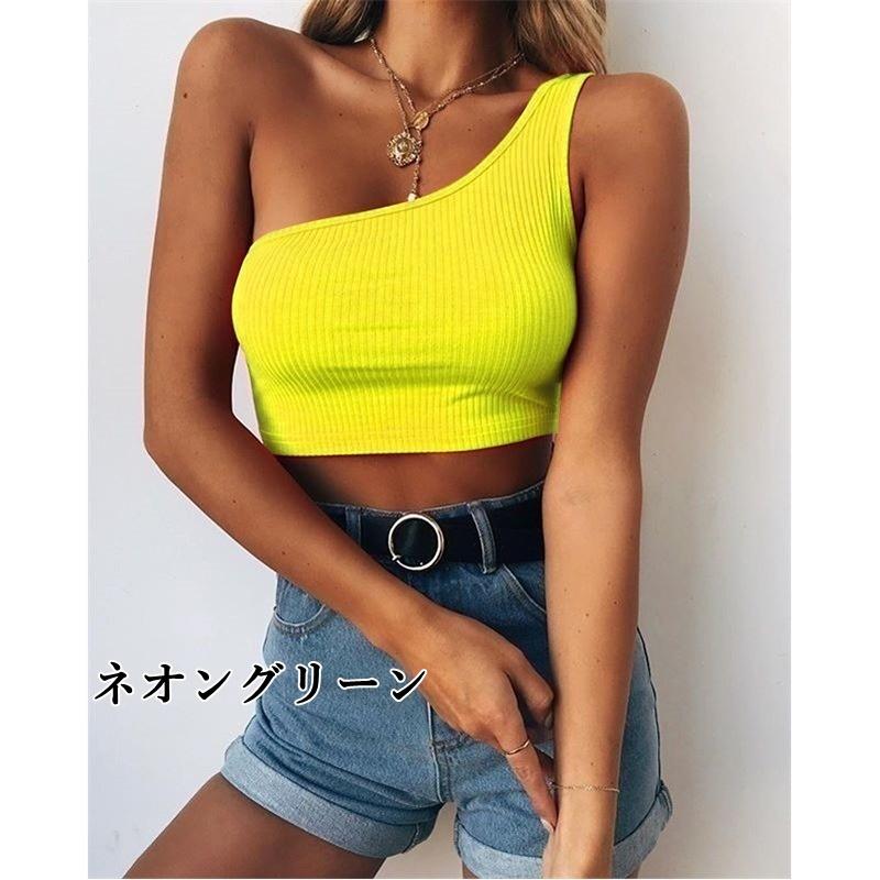 タンクトップ ハーフトップ レディース トップス ワンショルダー