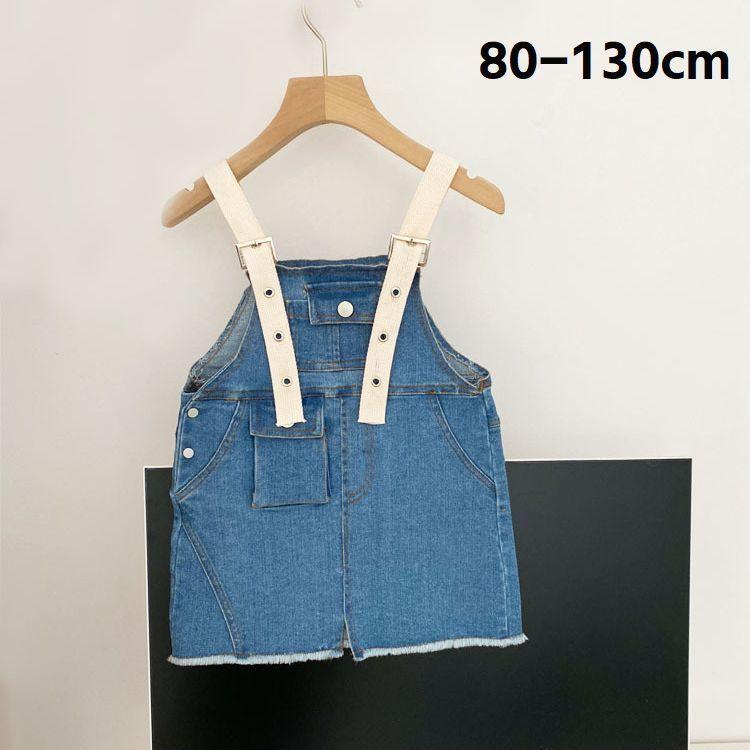 ジャンパースカート サロペット ワンピース キッズ 子供 女子 女の子 小学生 デニム ポケット付き 肩紐長さ調節可 スリット 春 秋 着回し かわい プラスナオ Paypayモール店 通販 Paypayモール