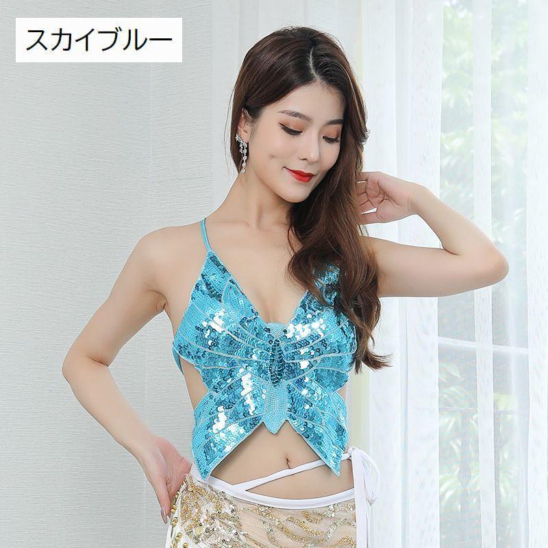 【新品】エジプト製ベリーダンス衣装(水色蝶モチーフ) 新品】エジプト製ベリーダンス衣装(水色蝶モチーフ) plusnao ベリー