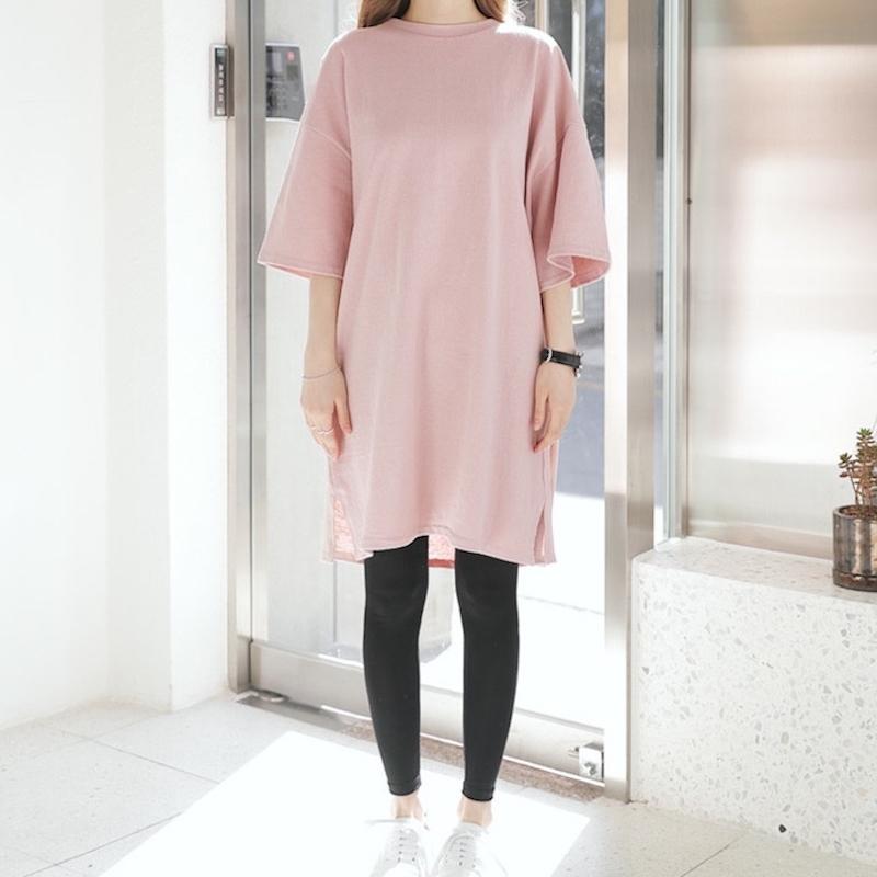 ワンピース Tシャツ 膝丈 l 膝上 膝下 袖あり 半袖 ラウンドネック ストレート 伸縮性 薄手 かわいい シンプル カジュアル 大人可愛い こなれ ワンピース Tシャツ 膝丈 l 膝上 膝下 袖あり 半袖 ラウンドネック