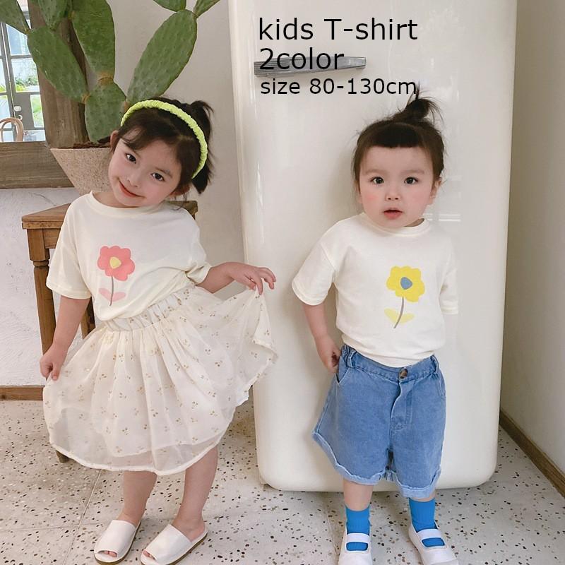 半袖tシャツ カットソー キッズ ベビー プリント かわいい 花柄 女の子 女児 夏服 子供服 子供用 お花 優しい Top プラスナオyahoo 店 通販 Yahoo ショッピング