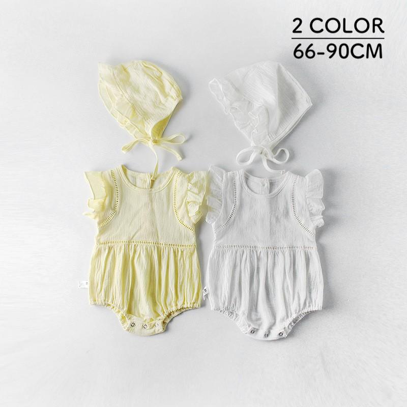 ロンパース カバーオール 帽子付き ベビー 赤ちゃん 子供用 乳児 新生児 キャミソール風 ノースリーブ 股下ボタン フリル かわいい 外出 部屋着 プラスナオ Paypayモール店 通販 Paypayモール