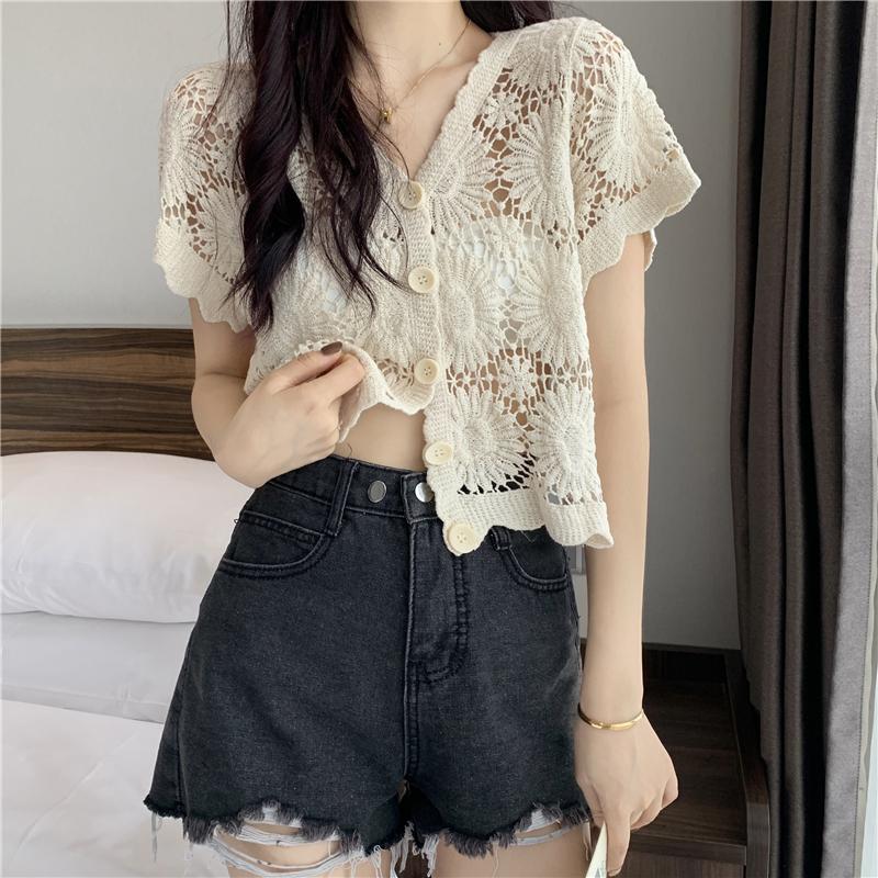 plusnao カーディガン 透かし編み サマーニット レディース 女性