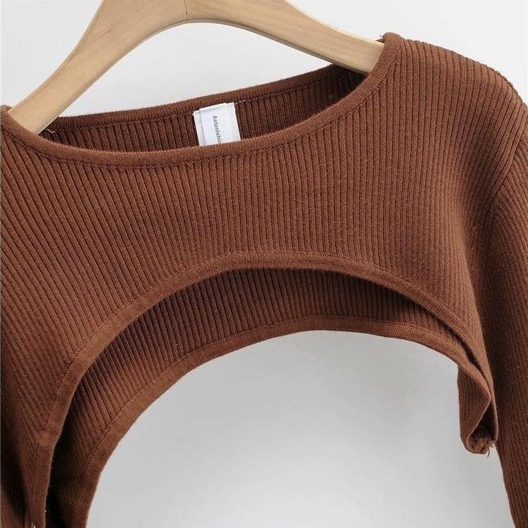 plusnao クロップドトップス レディース 女性 トップス 長袖