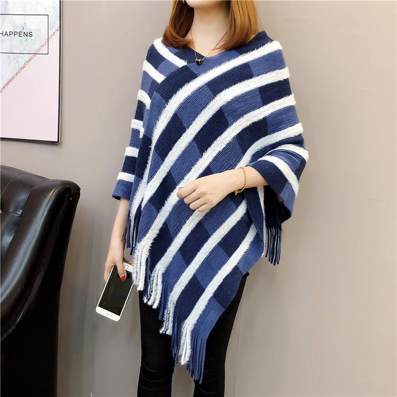 ポンチョ レディース マント風プルオーバー フリンジ ボア 切替 異素材