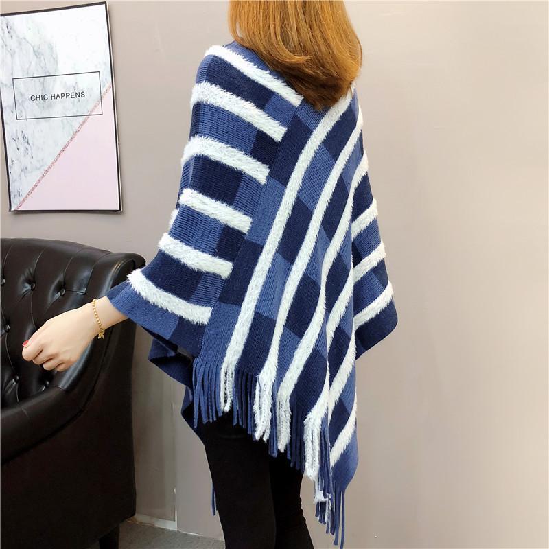 ポンチョ レディース マント風プルオーバー フリンジ ボア 切替 異素材