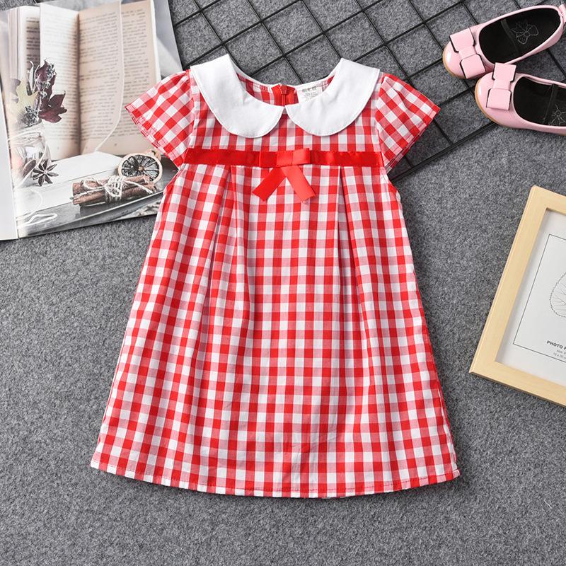 販売 ワンピース 半袖 子供服 キッズ ベビー 女の子 チェック 格子柄 フレア 白襟 丸襟 リボン ハイウエスト おしゃれ かわいい 清楚 お出かけ バッ Karolinemedeiros Com Br