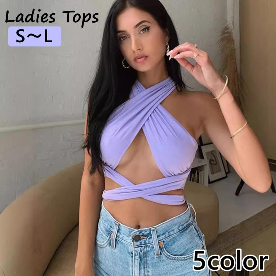 plusnao ベアトップ レディース トップス ホルターネック