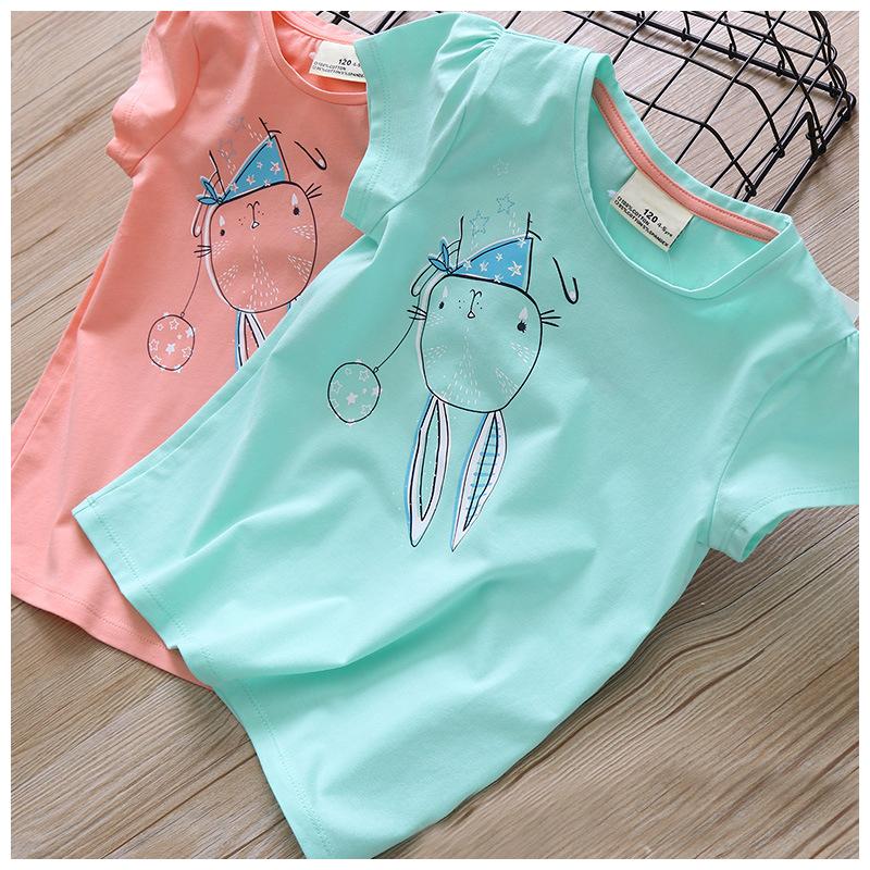 Tシャツ 半袖 キッズ服 子供服 キッズウェア 丸首 フレンチスリーブ風 パフスリーブ風 ウサギ ラビット イラスト 風船 バルーン ピンク ミントグ プラスナオ Paypayモール店 通販 Paypayモール