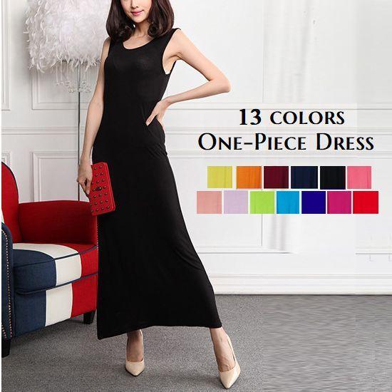 ノースリーブロングワンピース レディース 婦人服 マキシ丈 タイト スリム シンプル 無地 単色 スレンダー おしゃれ かわいい プラスナオ Paypayモール店 通販 Paypayモール