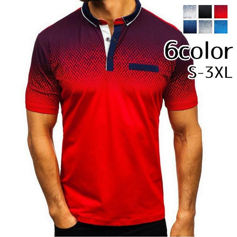ポロシャツ メンズ 紳士用 男性 トップス カットソー 半袖 襟付き グラデーション プリント おしゃれ かっこいい きれいめ ゴルフ スポーツ お出 Top プラスナオyahoo 店 通販 Yahoo ショッピング