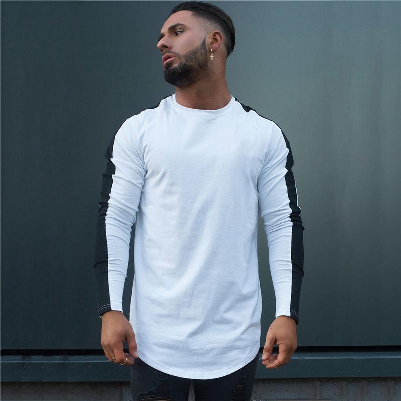 長袖tシャツ 長袖カットソー トップス メンズ 男性用 ラウンドネック 切替 スリム 長め ロング丈 ファッション ヒップホップ スポーツ かっこいい Top プラスナオyahoo 店 通販 Yahoo ショッピング