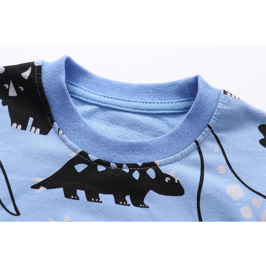トレーナー 長袖 子供 キッズ 男の子 子供服 トップス ラウンドネック スウェット ｔシャツ 恐竜 ダイナソー イラスト入り プリント入り 袖絞り プラスナオ Paypayモール店 通販 Paypayモール