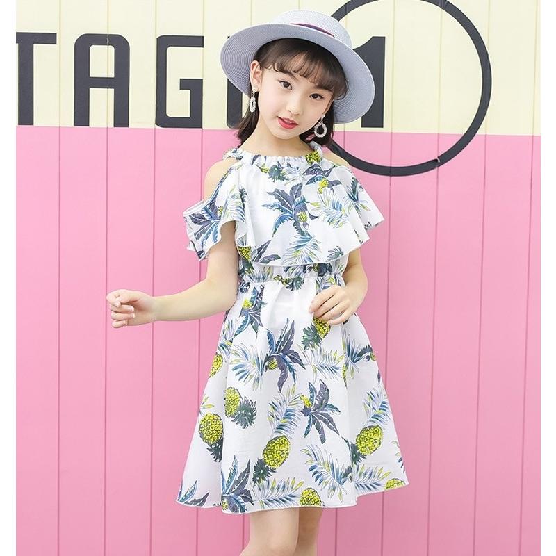 ワンピース サマードレス トップス 女の子 キッズウェア 子供服 半袖 ひざ丈 ミディ丈 Aライン 肩出し ファッション おしゃれ 夏服 プラスナオ Paypayモール店 通販 Paypayモール