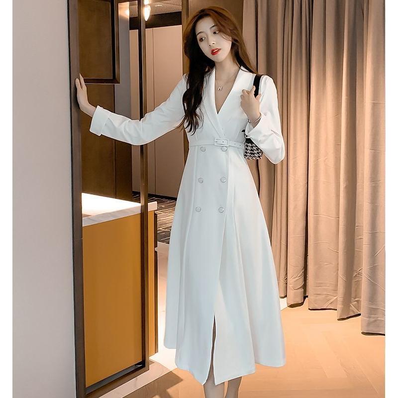 plusnao ワンピース 長袖 レディース ベルト付き カシュクール