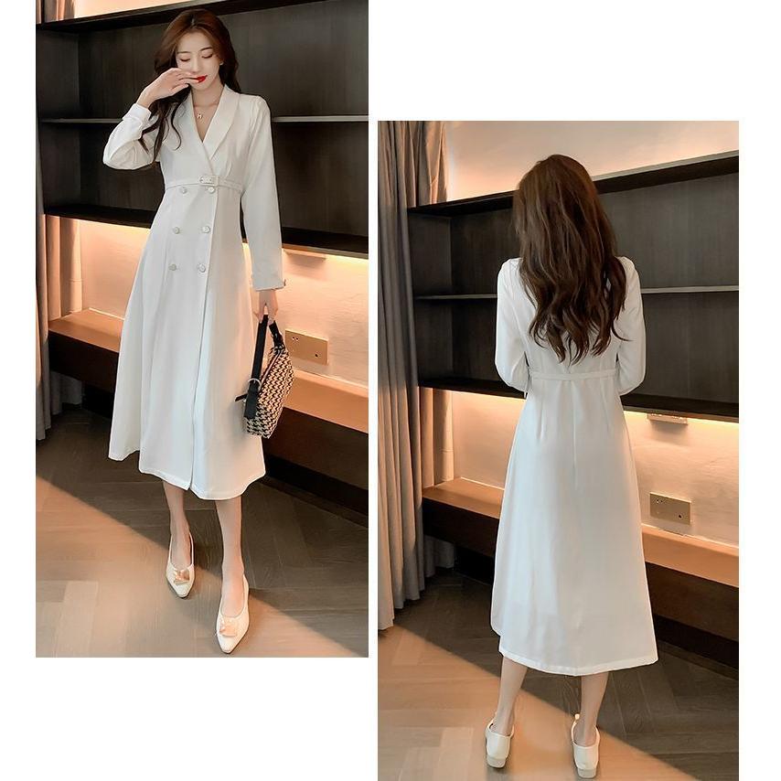 plusnao ワンピース 長袖 レディース ベルト付き カシュクール