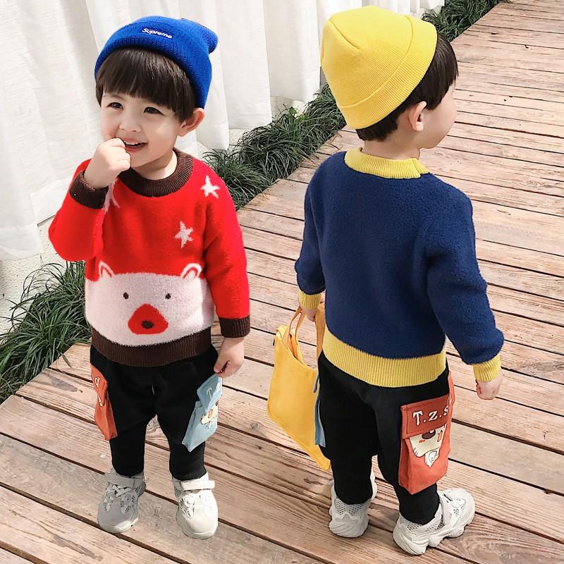 ニットセーター キッズ セーター 長袖 子ども 子供服 ニット クマ イラスト 星 スター クルーネック 80cm 90cm 100cm 110cm プラスナオ Paypayモール店 通販 Paypayモール