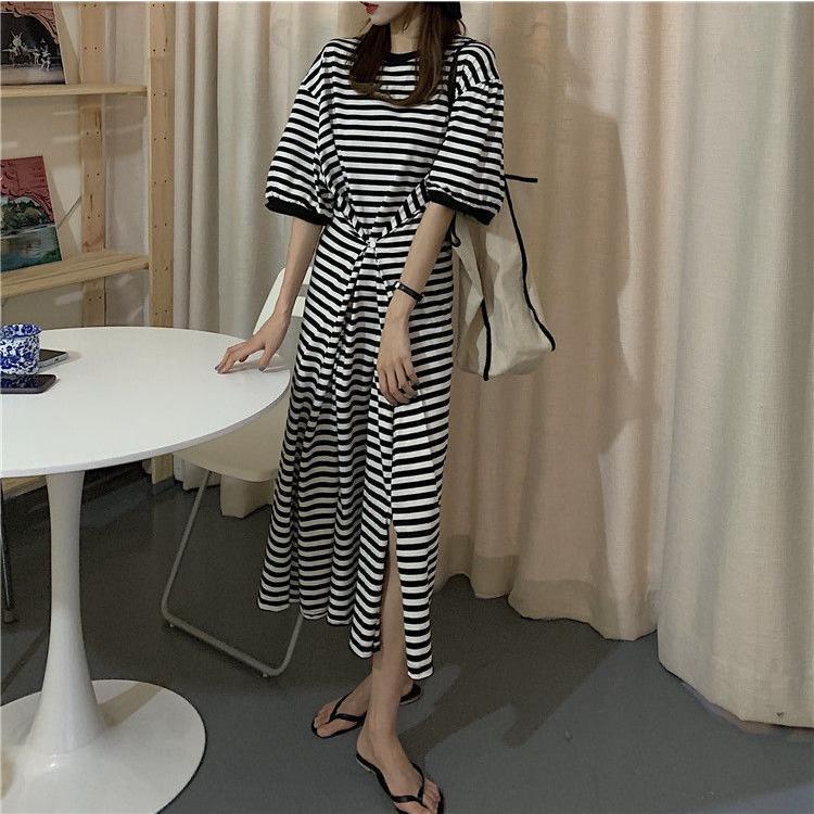 ワンピース ロング 2way ボーダー Tシャツワンピース レディース 