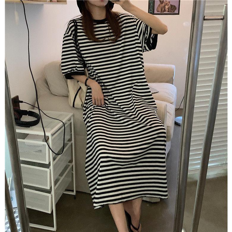 ワンピース ロング 2way ボーダー Tシャツワンピース レディース