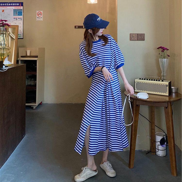 ワンピース ロング 2way ボーダー Tシャツワンピース レディース