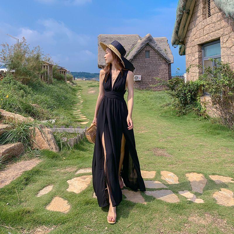 plusnao マキシワンピース ロング丈 リゾートドレス レディース