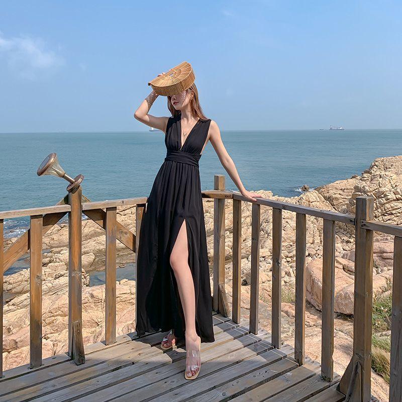 plusnao マキシワンピース ロング丈 リゾートドレス レディース