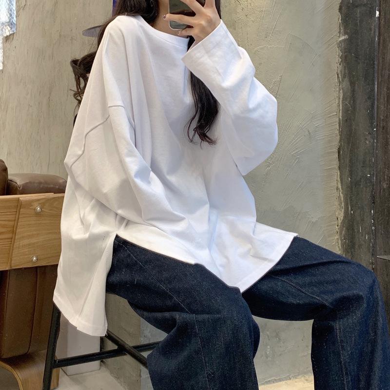 plusnao チュニック 長袖 ロングTシャツ カットソー オーバー