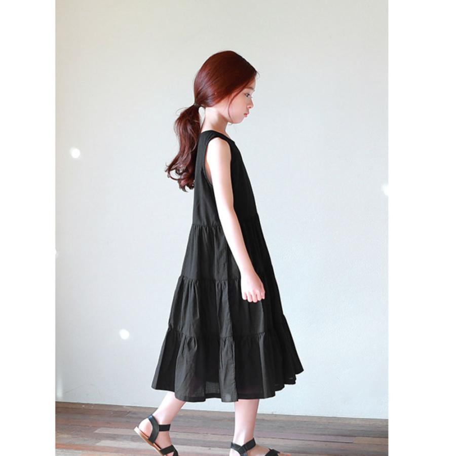 ティアードワンピース Aライン ノースリーブ ロング丈 子供服 キッズ